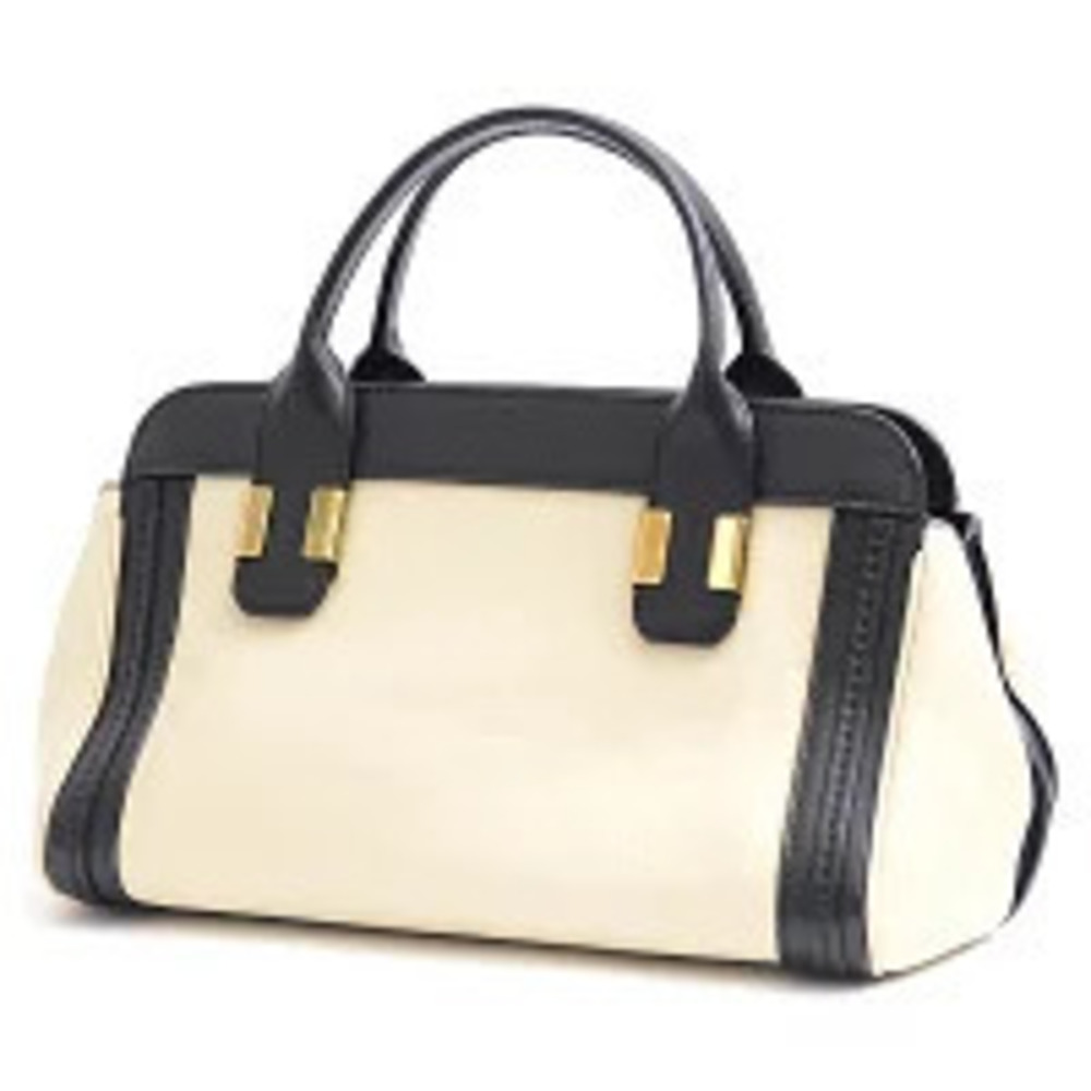 Chloe Ivory Leather Alice Handbag Black White